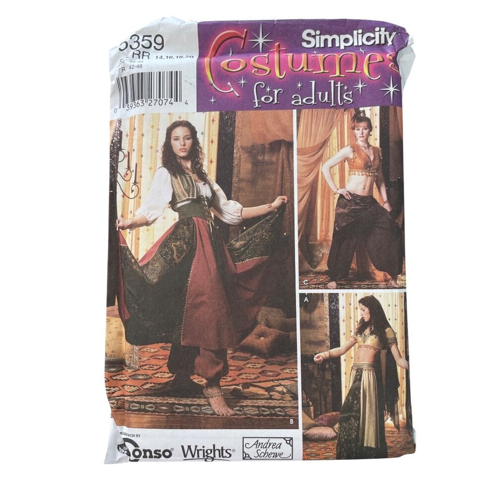 Simplicity 5359 Costume Sewing Pattern Size 14-20 Medieval Arabian Gypsy UNCUT